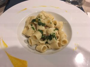 Pasta with cauliflower sauce at Apriti Sesamo Cucina Naturale Bioenegetico in Parma