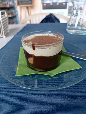 Tiramisù with Carruba chocolate and Cashew cream at Apriti Sesamo Cucina Naturale Bioenegetico in Parma