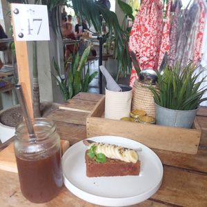 Banana Bread with iced coffee at Shady Lane in Mirissa
