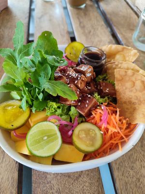 teriyaki tofu bowl at Shady Lane in Mirissa