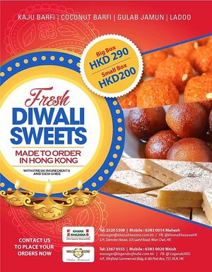 Vegan and Vegetarian Diwali sweets available at Khana Khazana. at Khana Khazana in Hong Kong Island