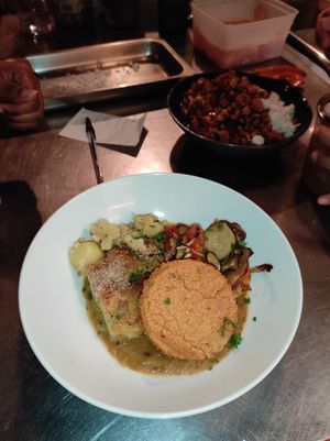 Ekoki, écrasé de pommes de terre, et tian de légumes... at Toutes Les Couleurs in Lyon