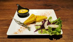 Panisse with pumpkin sauce at Toutes Les Couleurs in Lyon