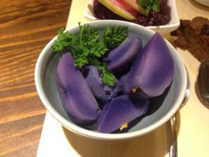 Blue potatoes at Toutes Les Couleurs in Lyon