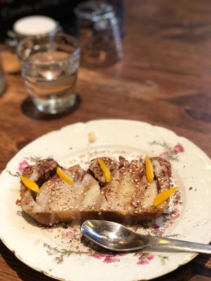 Dessert: pear cake  at Toutes Les Couleurs in Lyon