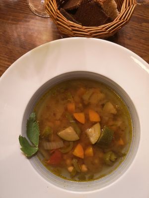 Beautiful flavoursome soup for starter at Toutes Les Couleurs in Lyon