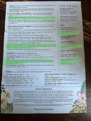 Menu  at The Green Man in Longfield