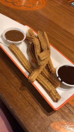  Cinnamon sugar churros with biscoff and dark chocolate dips  at San Churro in Joondalup