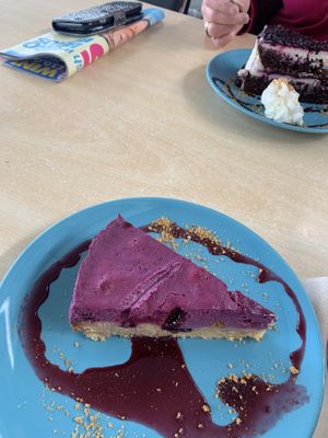 Vegan blueberry cheesecake  at Soma Bistro in La Pineda
