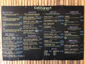 Menu Feb 2019 at Cafe Honest in Siargao