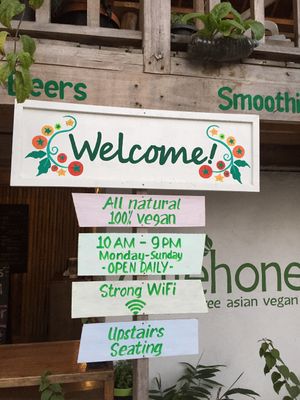 Welcome sign  at Cafe Honest in Siargao