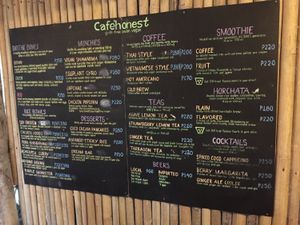 Menu Feb 2019 at Cafe Honest in Siargao