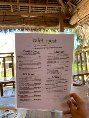 2019. Menu side 1 of 2 at Cafe Honest in Siargao
