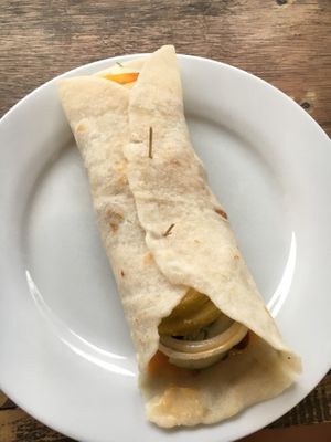 Shawarma wrap - doesn’t look like much but tasted amazing  at Cafe Honest in Siargao