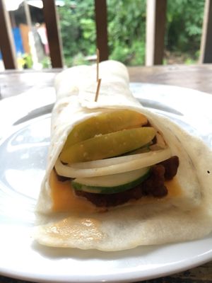 Shawarma wrap - doesn’t look like much but tasted amazing  at Cafe Honest in Siargao