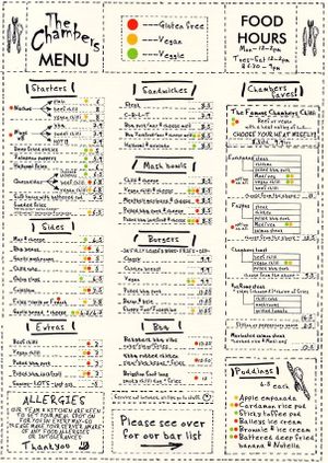 Menu autumn 2019 at The Chambers in Folkestone