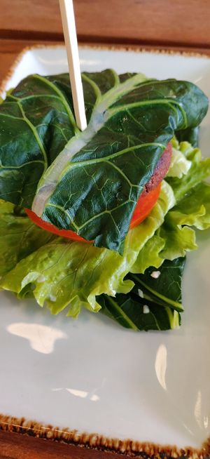 Veggie Burger with leafy Green wrap at Juicy in Lisbon