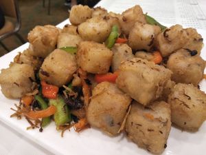 Radish cake in XO sauce at Three Virtues 三德食品 - North Point in Hong Kong Island