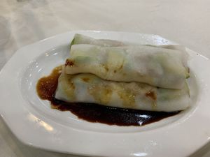 Zucchini and veg. meat rice sheet rolls at Three Virtues 三德食品 - Jordan in Kowloon