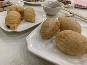 Shredded radish pastry & Spicy vegetarian shrimp pastry  at Three Virtues 三德食品 - Jordan in Kowloon