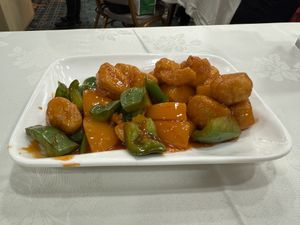 Sweet and sour mock fish  at Three Virtues 三德食品 - Jordan in Kowloon