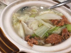 Veggie wonton dumplings soup at Three Virtues 三德食品 - Jordan in Kowloon