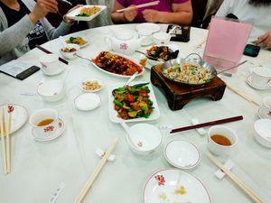Just a few dishes from dinner at Three Virtues Vegetarian Restaurant at Three Virtues 三德食品 - Jordan in Kowloon