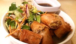 Vermicelli and Crispy Rolls at The Sun Vegan in Fountain Valley