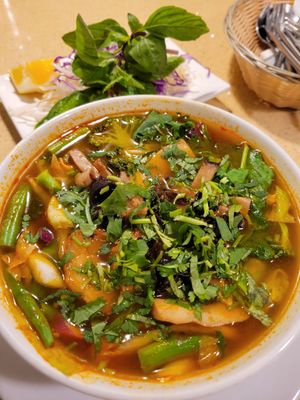 Royal vegetable soup at The Sun Vegan in Fountain Valley