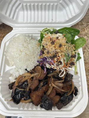 Mushroom and beef  at The Sun Vegan in Fountain Valley