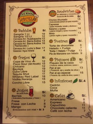 Menu (back)

Carta (reves) at La Pizza Del Abuelo in Huaraz