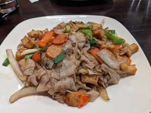 Pad Kee Mao with fried tofu. Great grilled flavor. at Spicy Noodle in Murrieta
