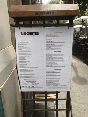 Menu at Biocenter - Pintor Fortuny in Barcelona
