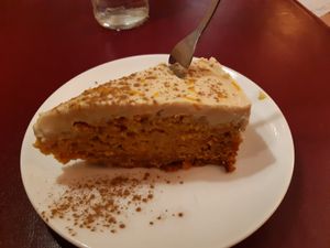 Menu of the day / Dessert / carrot cake at Biocenter - Pintor Fortuny in Barcelona