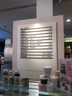 Price list at Kind Kones - Bangsar Village in Kuala Lumpur