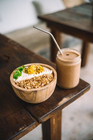 One of Nomad's vegan smoothie bowls topped with passion fruit and house-made granola.  at Nomad Café | Boutique in Weligama