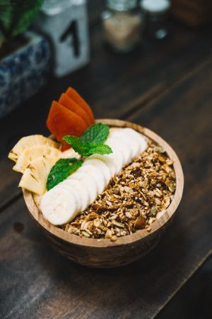 One of Nomad's vegan smoothie bowls topped with local fruit and house-made granola.  at Nomad Café | Boutique in Weligama