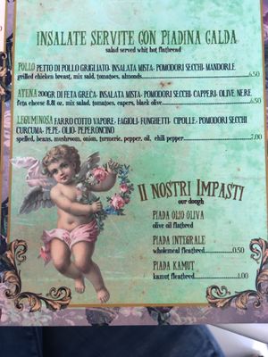 menu at C'era Una Volta Una Piada in Milan