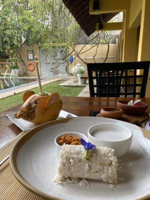 Cassava “cake” with chili and coconut milk  at Koththamalli by Rohan in Negombo