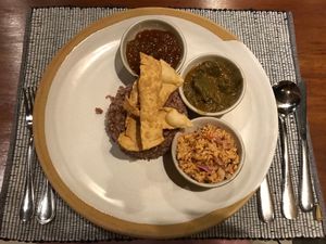 Eggplant curry with yummy mango chutney  at Koththamalli by Rohan in Negombo