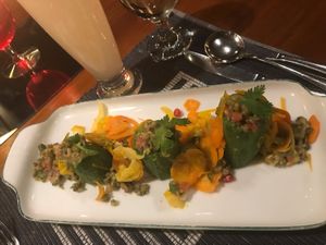 Bitter gourd stuffed with avocado and green gram  at Koththamalli by Rohan in Negombo