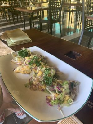 Spicy fruit in vegetable wrap - rice paper 460LKR at Koththamalli by Rohan in Negombo