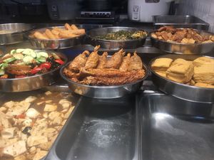 Various fried dishes  at Just Green - Tampines Giant Food Stall in East Singapore