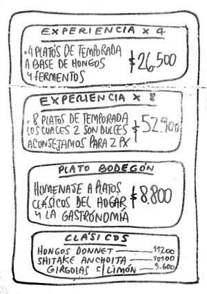 Food menu  at Donnet in Buenos Aires