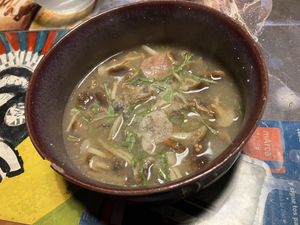 Enoki miso soup  at Donnet in Buenos Aires