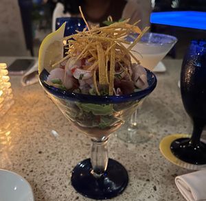 Lychee ceviche  at Ike's Bistro in Oranjestad