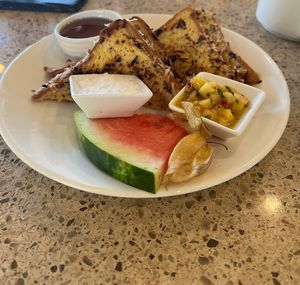 Coconut French toast  at Ike's Bistro in Oranjestad