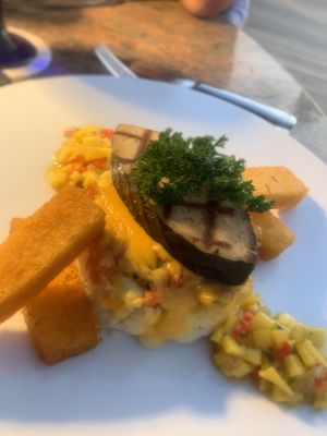 Grilled Fish Filet and Roasted Cauliflower   at Ike's Bistro in Oranjestad