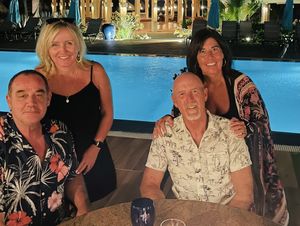 Happy vegan bellies!!!  at Ike's Bistro in Oranjestad