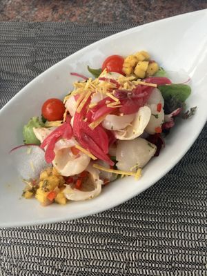Lychee ceviche  at Ike's Bistro in Oranjestad